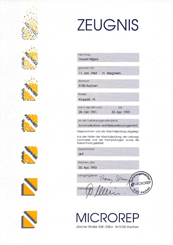 MICROREP Zeugnis