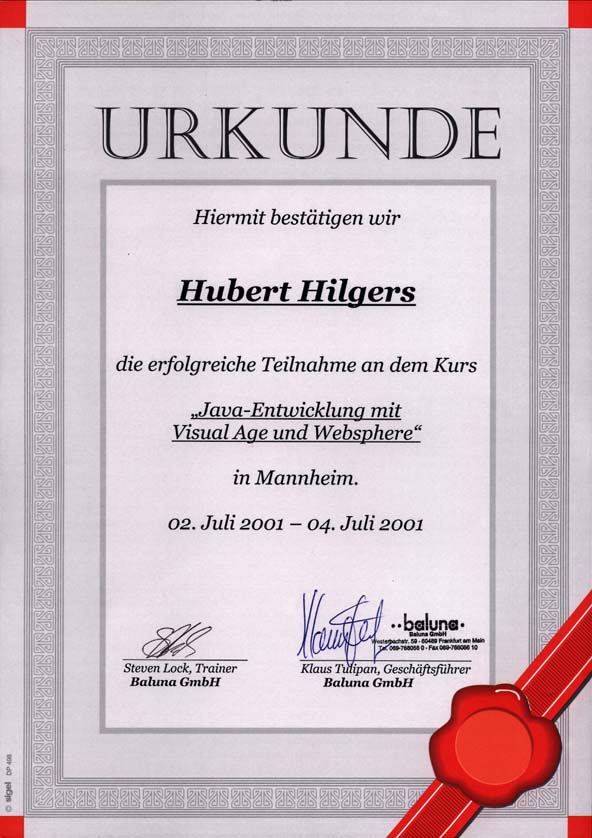 baluna Visual Age, Webshpere